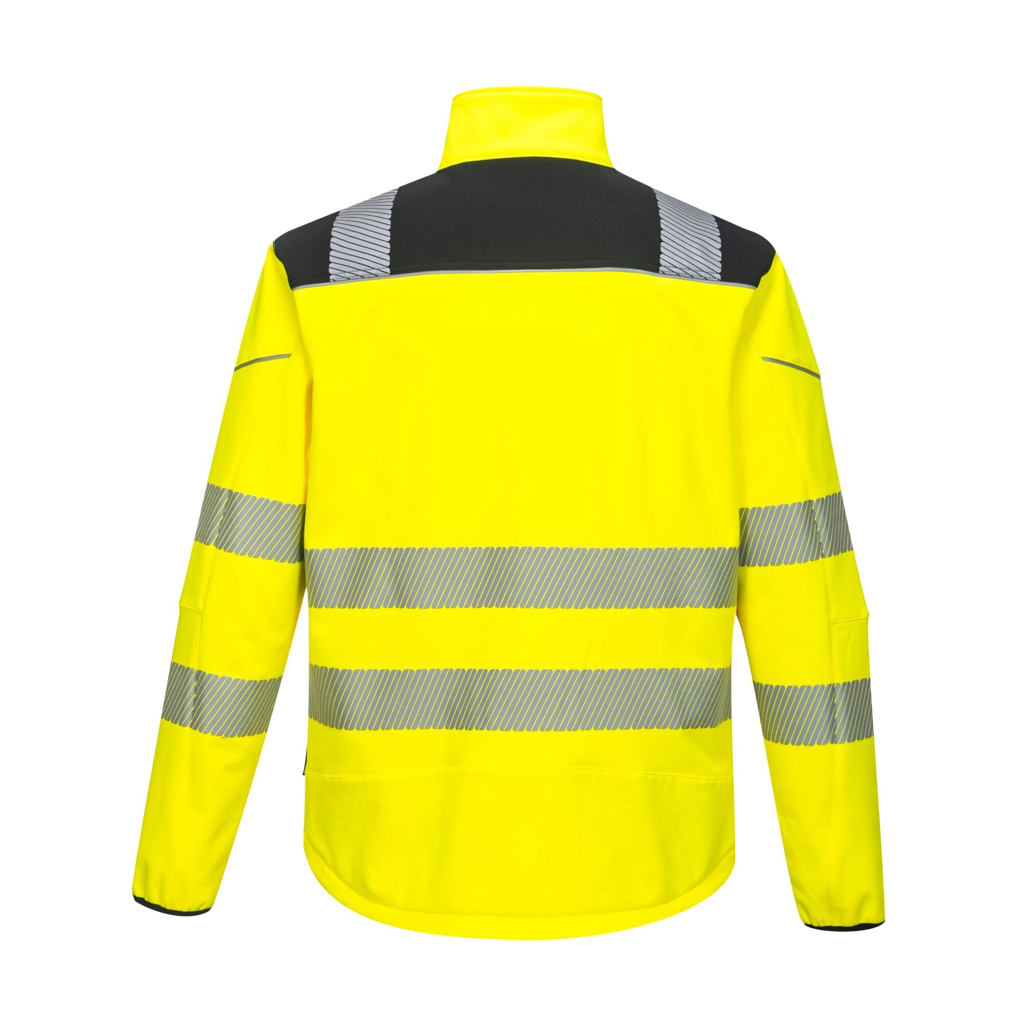 PW3 Hi-Vis Softshell Jas - Geel/Zwart - achterkant