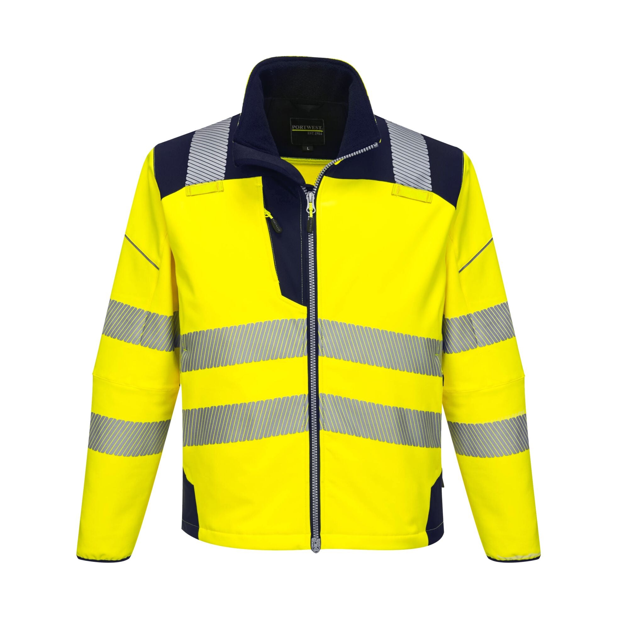 PW3 Hi-Vis Softshell Jas - Geel/Marine