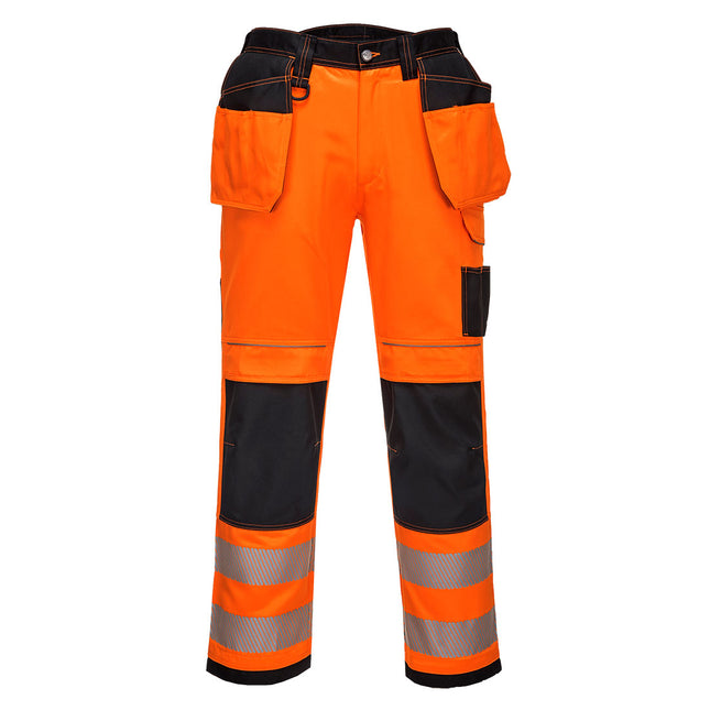 PW3 Hi-Vis Holster Pocket Work Trousers - Orange/Black