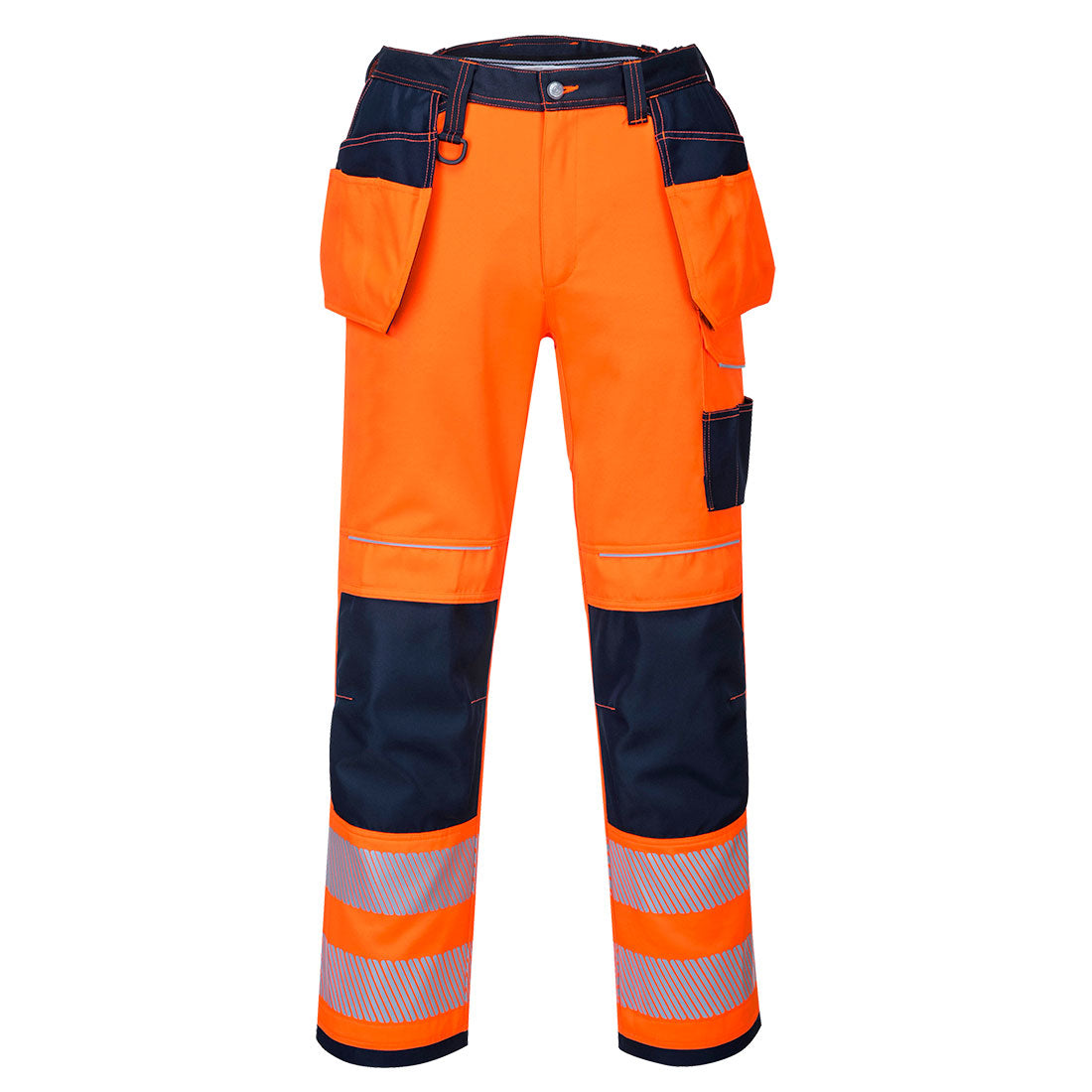 PW3 Hi-Vis Holster Pocket Work Trousers - Orange/Navy