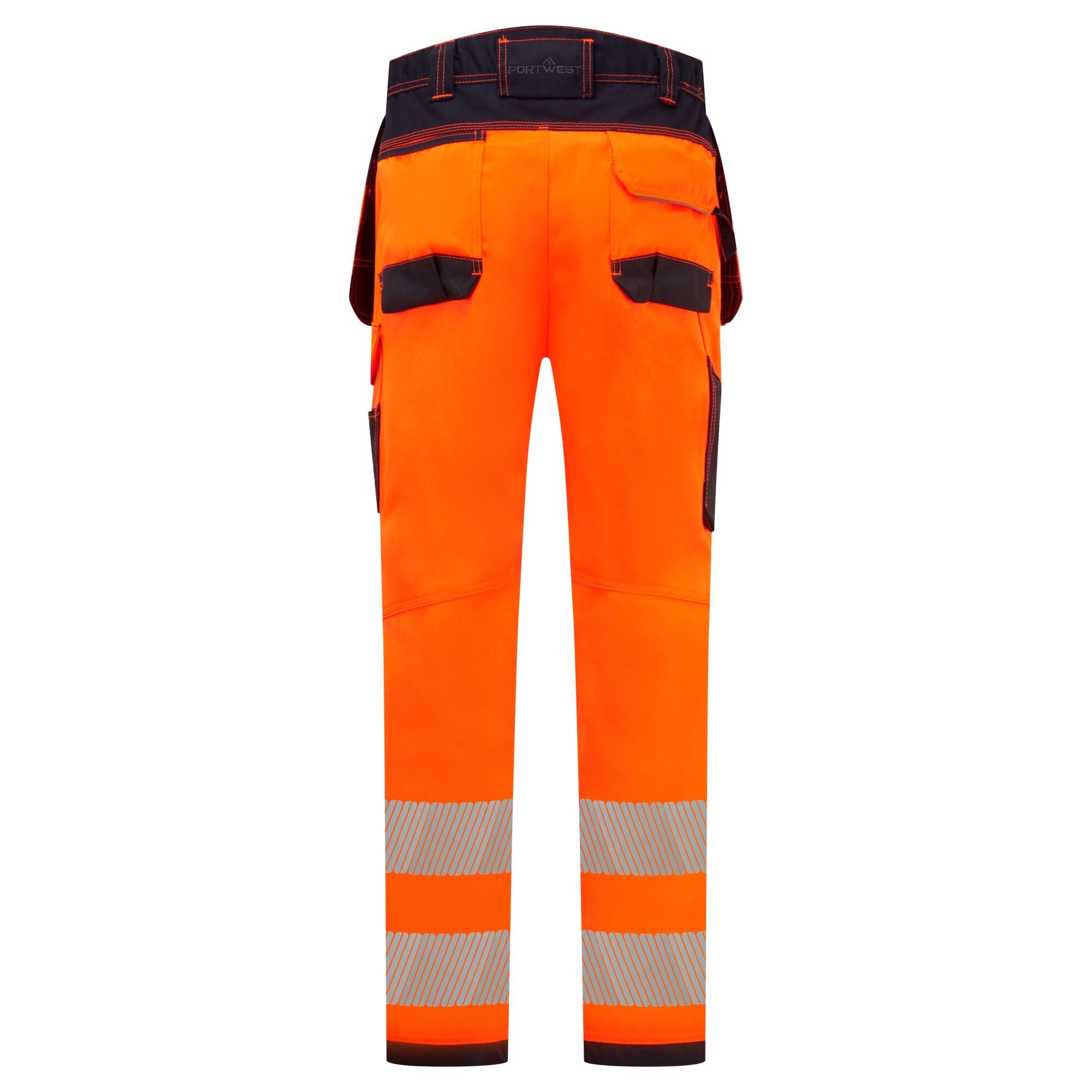 PW3 Hi-Vis Werkbroek met Holsterzakken - Oranje/Marine - achterkant