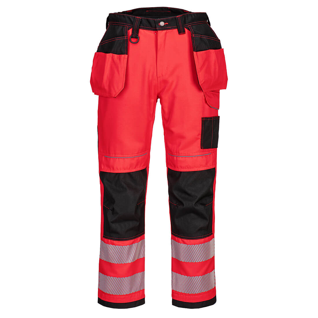PW3 Hi-Vis Holster Pocket Work Trousers - Red/Black