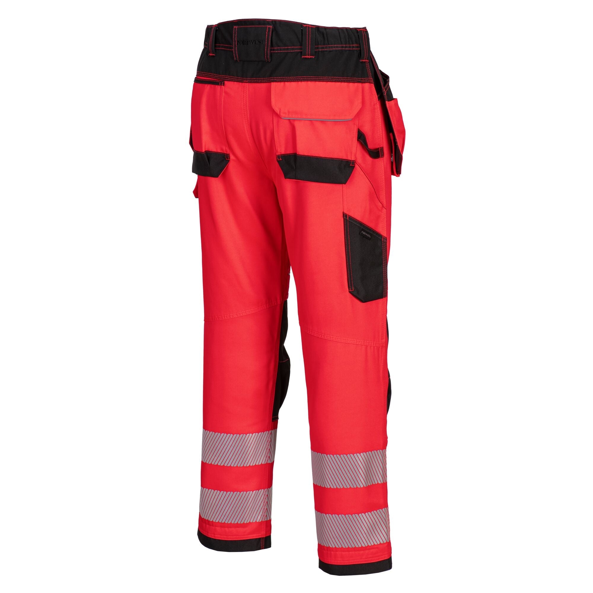 PW3 Hi-Vis Werkbroek met Holsterzakken - Rood/Zwart - opname 3