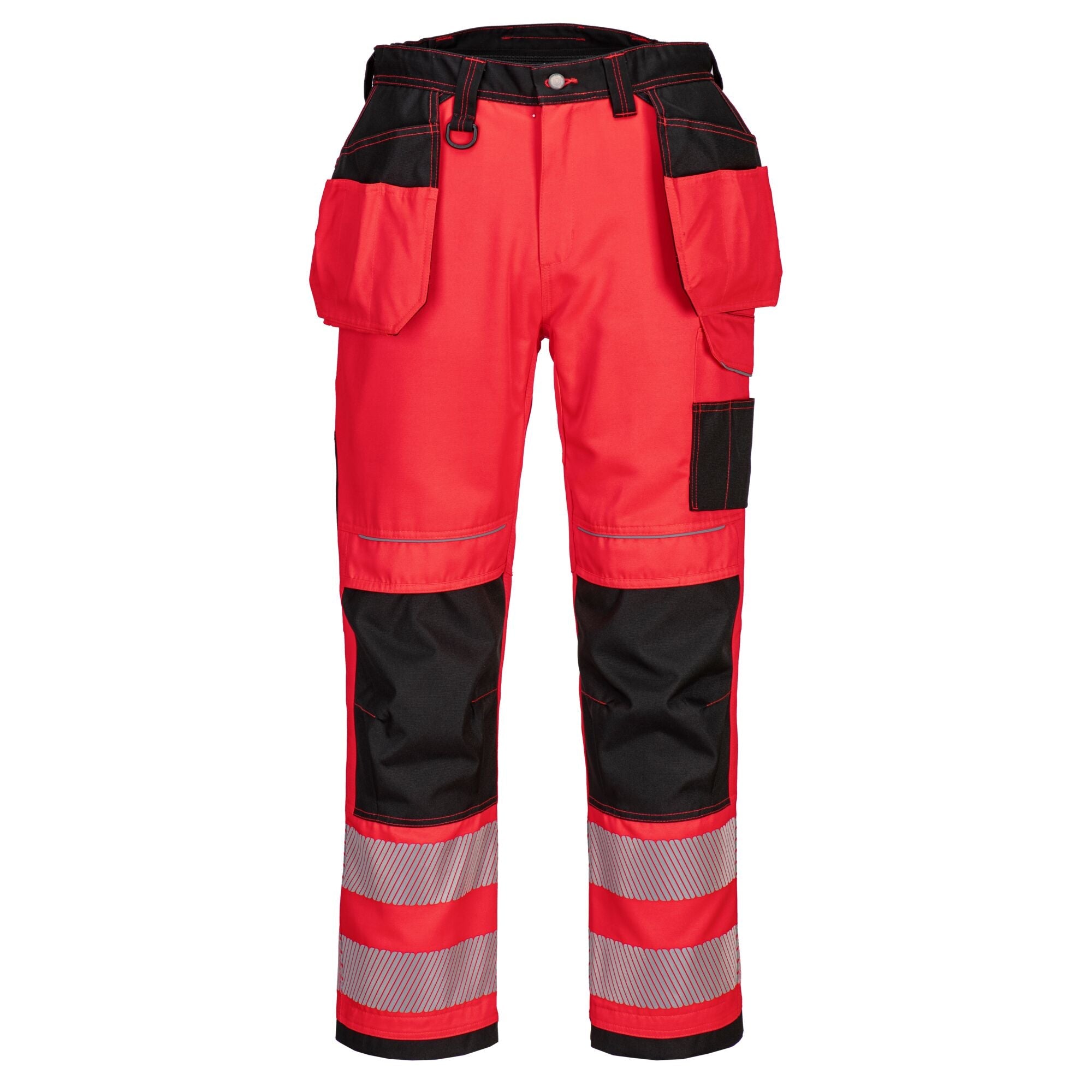 PW3 Hi-Vis Werkbroek met Holsterzakken - Rood/Zwart