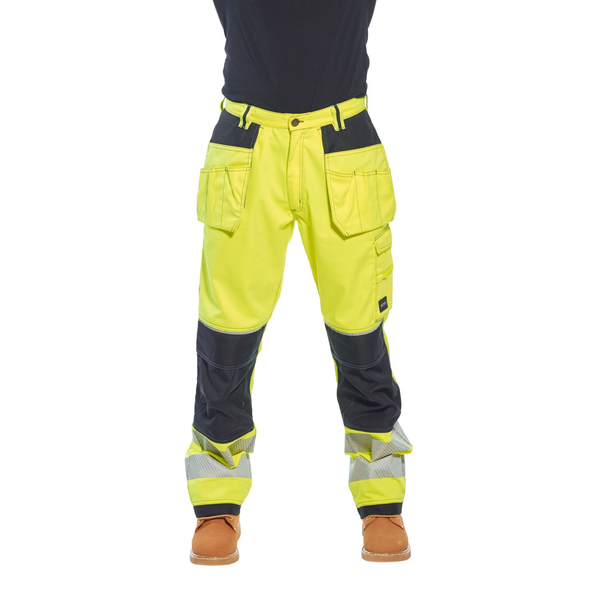 PW3 Hi-Vis Werkbroek met Holsterzakken - Geel/Zwart - opname 4