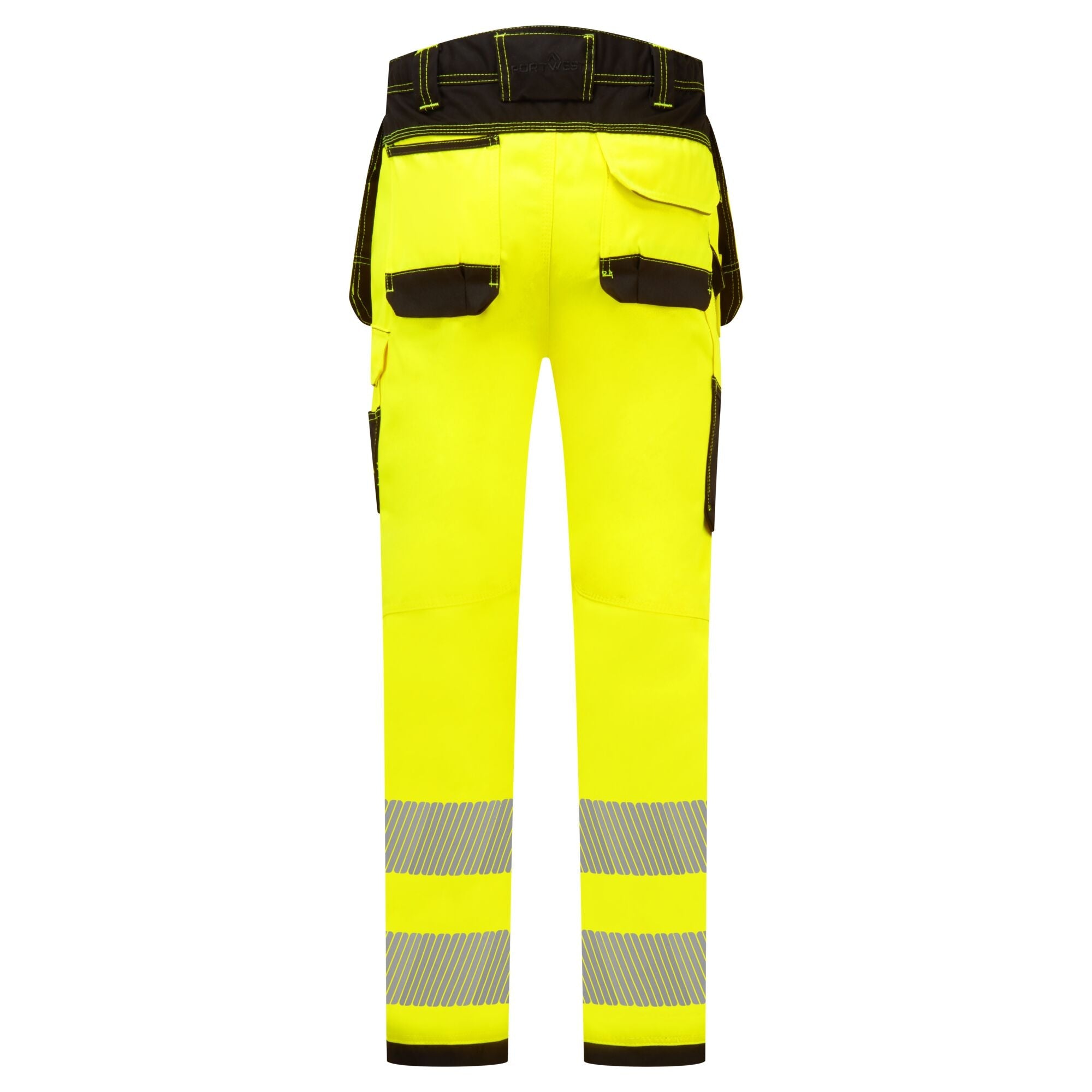 PW3 Hi-Vis Werkbroek met Holsterzakken - Geel/Zwart - achterkant