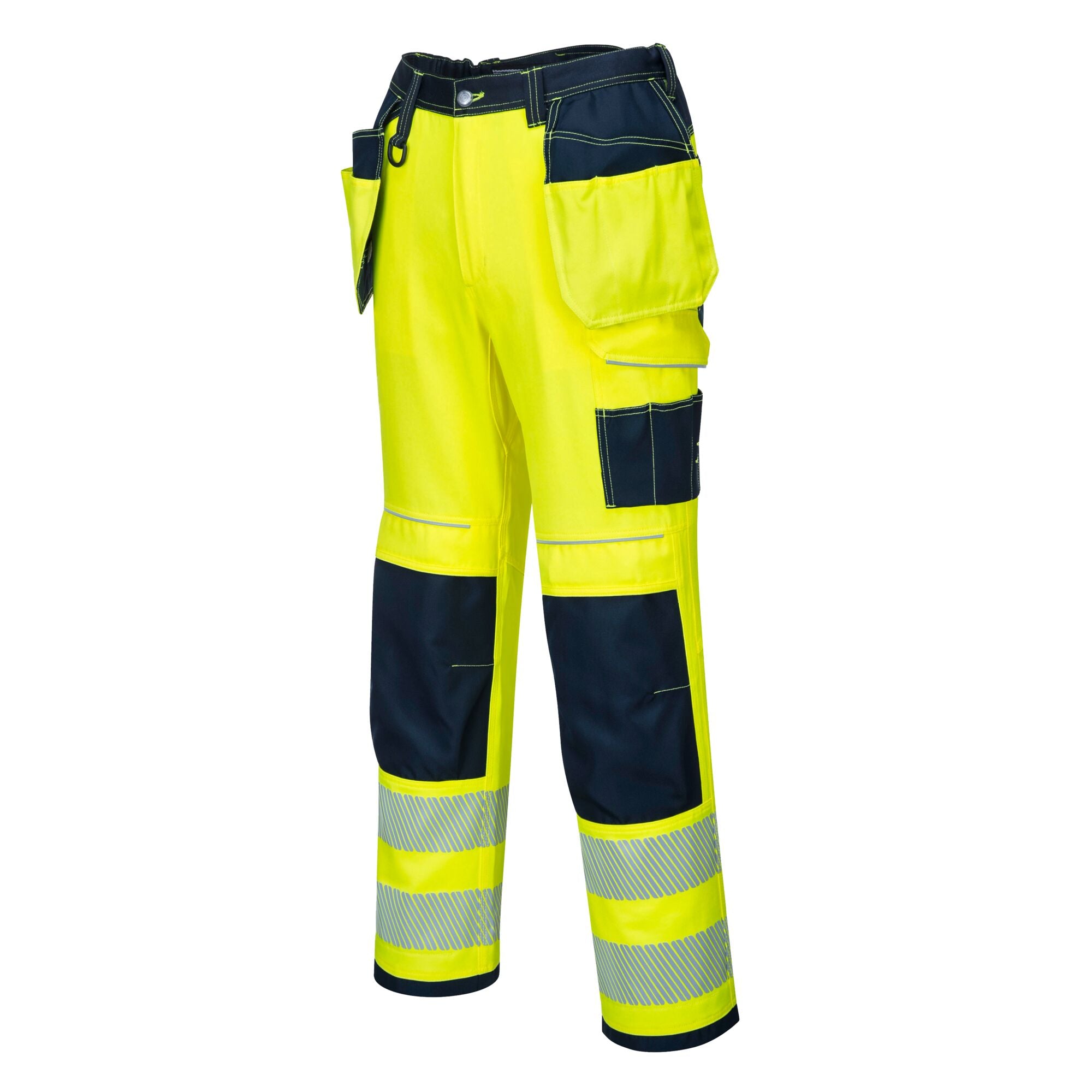 PW3 Hi-Vis Werkbroek met Holsterzakken - Geel/Marine - opname 2