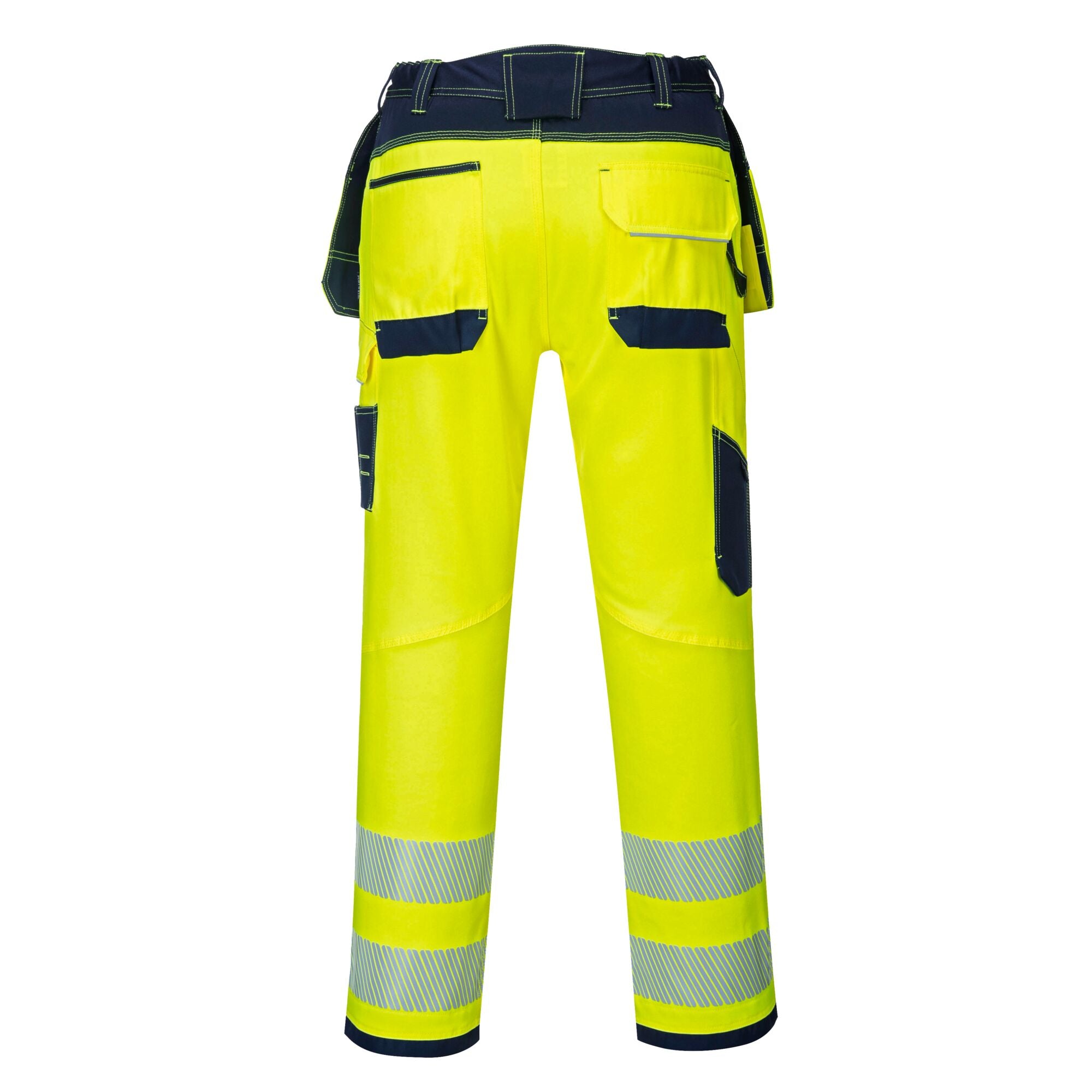 PW3 Hi-Vis Werkbroek met Holsterzakken - Geel/Marine - achterkant