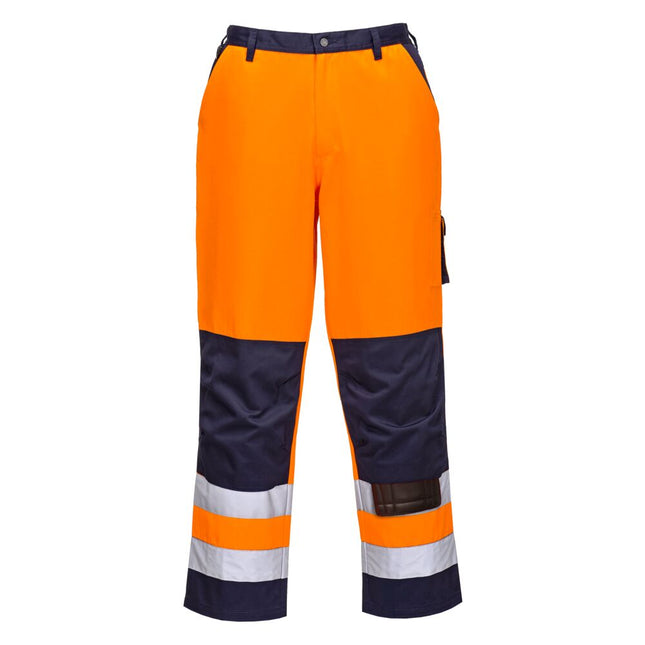 Lyon Hi-Vis Contrast Work Trousers - Orange/Navy
