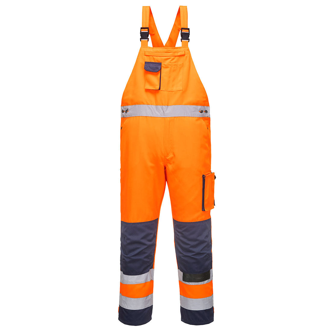 Dijon Hi-Vis Contrast Work Bib and Brace - Orange/Navy