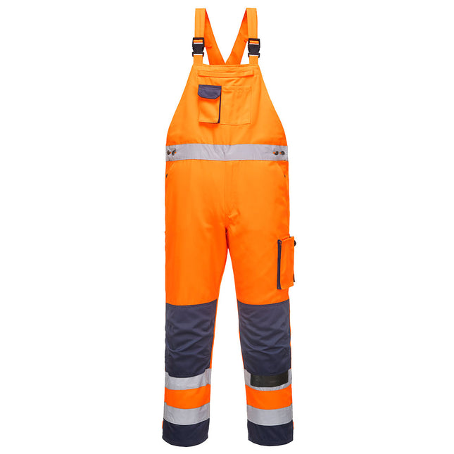 Dijon Hi-Vis Contrast Work Bib and Brace - Orange/Navy