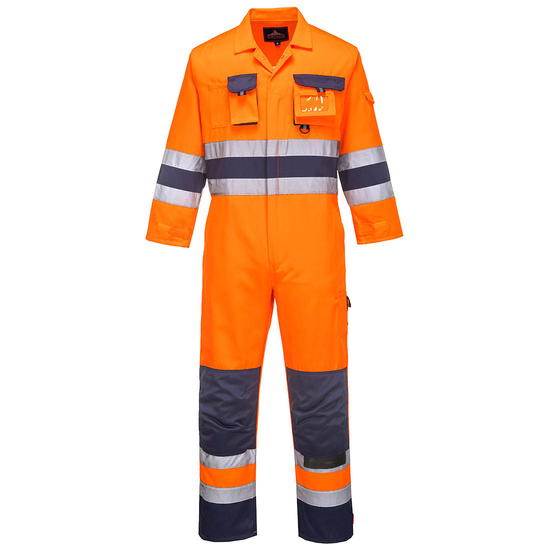 Nantes Hi-Vis Contrast Work Coverall - Orange/Navy