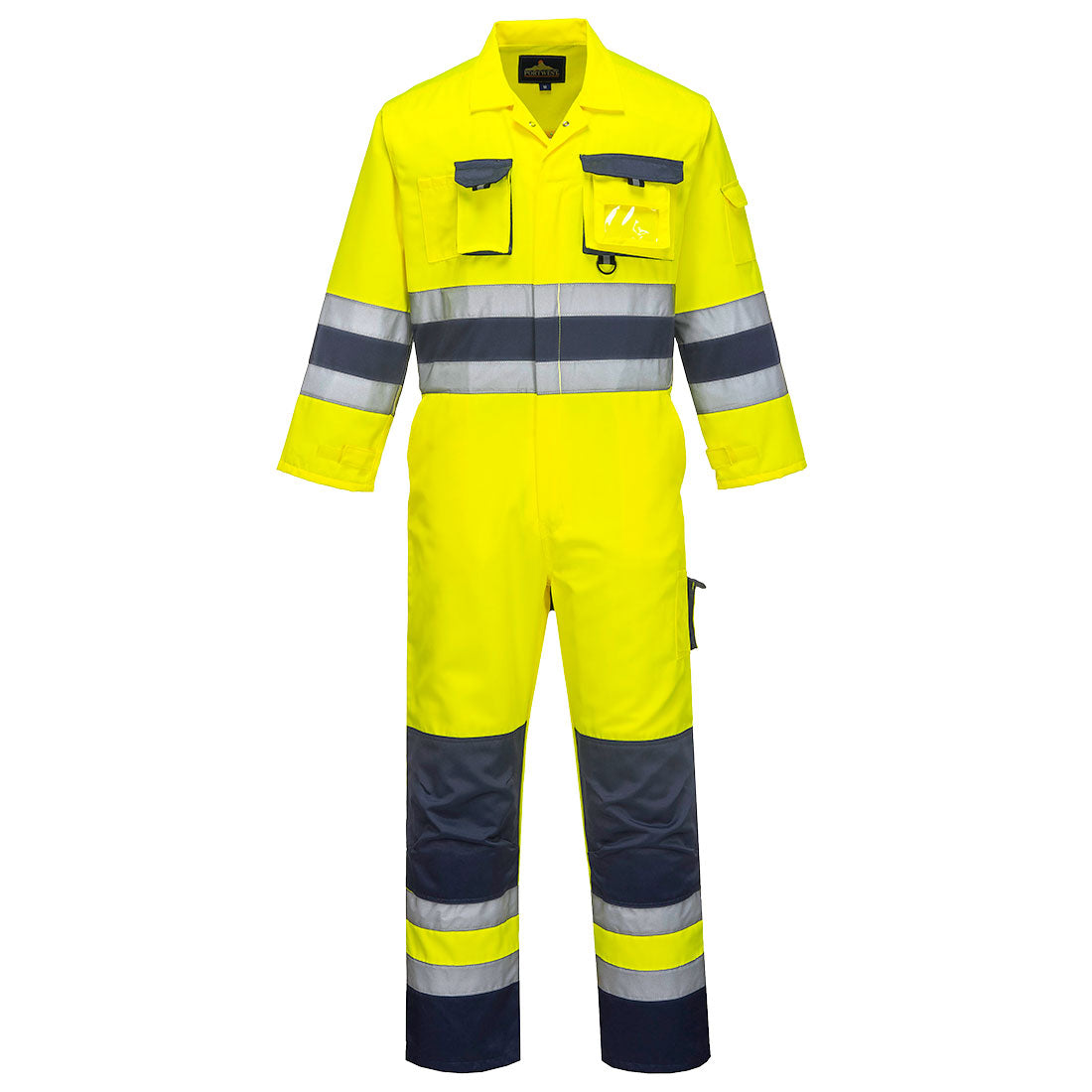 Nantes Hi-Vis Contrast Work Coverall - Yellow/Navy