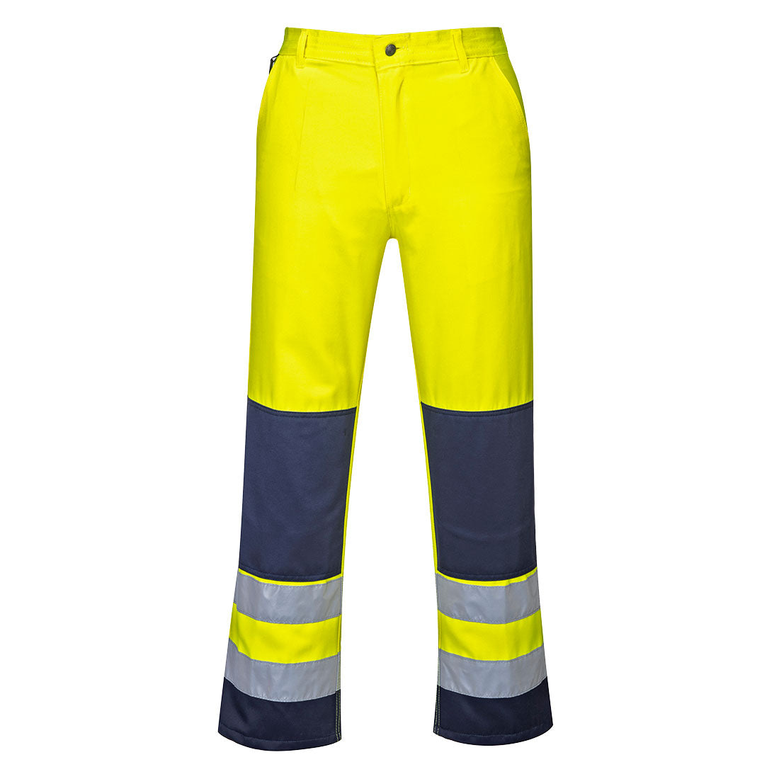 Seville Hi-Vis Contrast Work Trousers - Yellow/Navy
