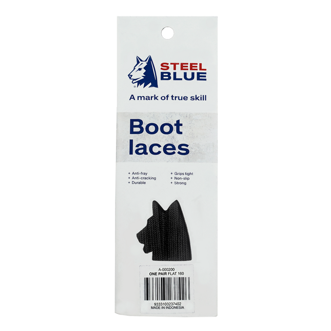 One Pair Laces Retail Black Flat 160 cm - Black