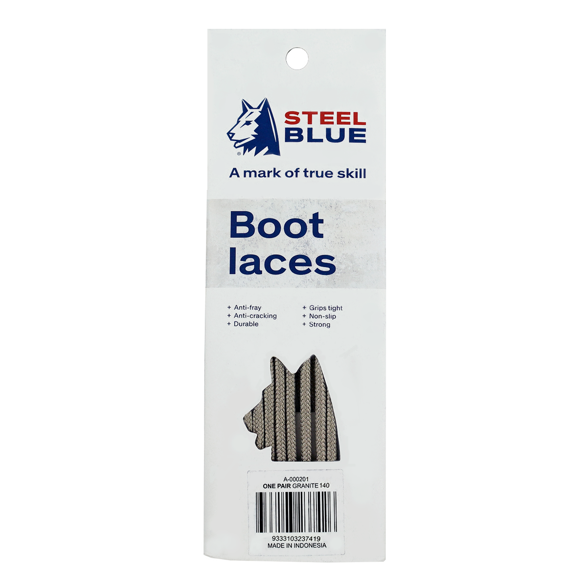 One Pair Laces Retail Granite 140 cm - Granite