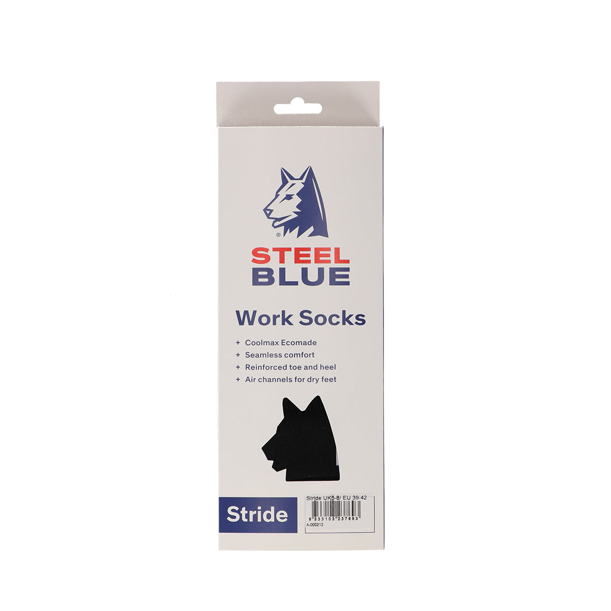 Steel Blue Werksokken Stride Zwart - verpakking